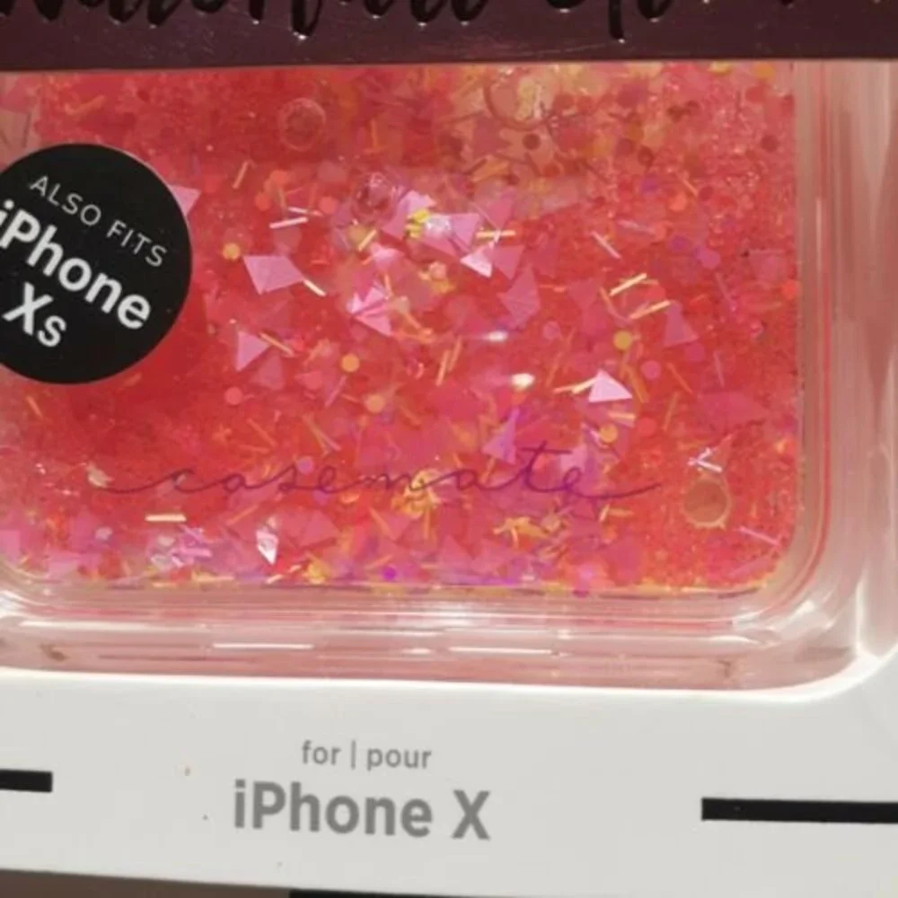Case-Mate Waterfall Glow Pink Glitter Case For iPhone X/Xs Glow in the Dark New